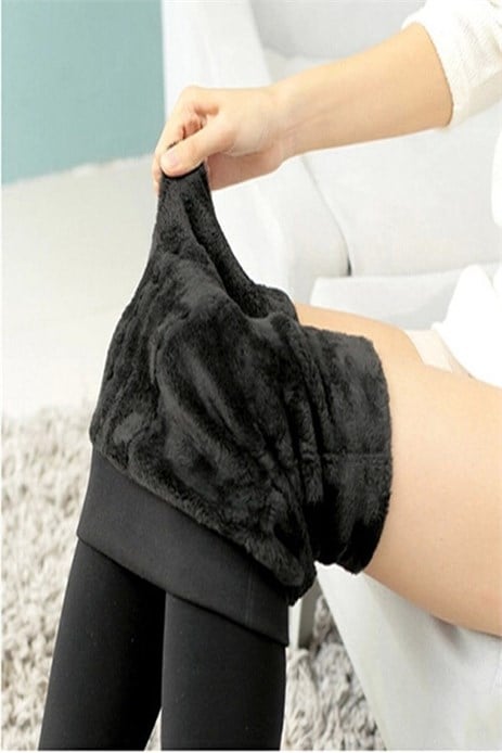 Bayan içi Peluşlu Kışlık Termal Tayt İçlik Siyah Kadın PeluşTaytı