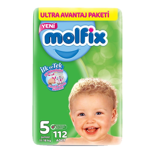 Molfix Bebek Bezi 5 Beden Junior 11-18 Kg 112li Ultra Avantaj