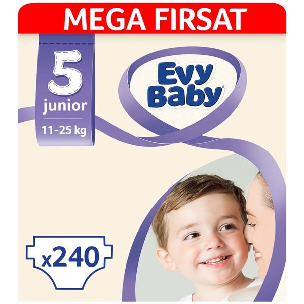 Evy Baby Bebek Bezi 5 Beden Junior Mega Fırsat Paketi 240 Adet
