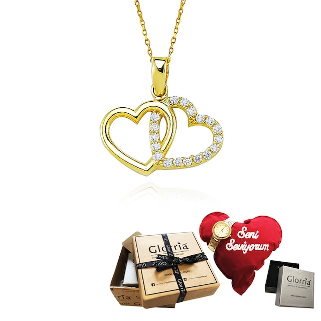 Glorria Altın Kalp Kolye - HEDİYE SETİ