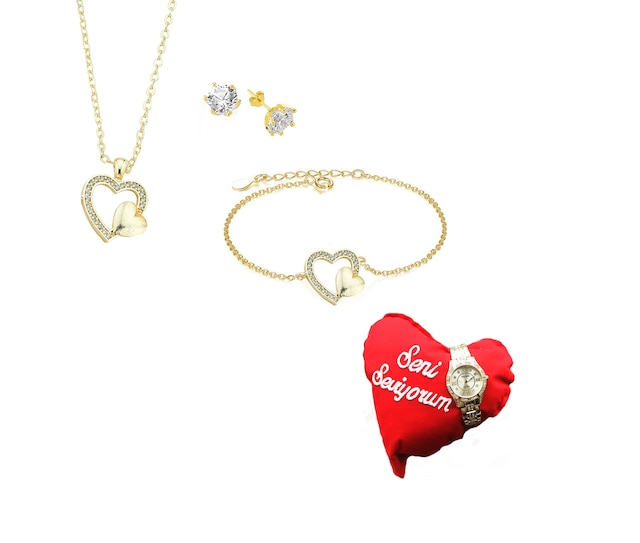 Forentina Kalp Kolye Kalp Bileklik - Hediye Seti