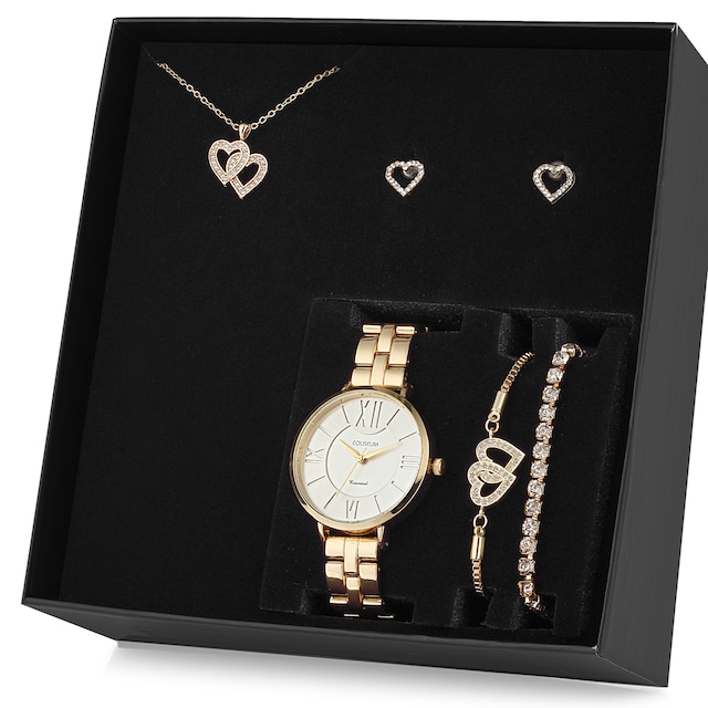 Forentina Bayan Kalpli Set - Kolye Küpe Bileklik Saat