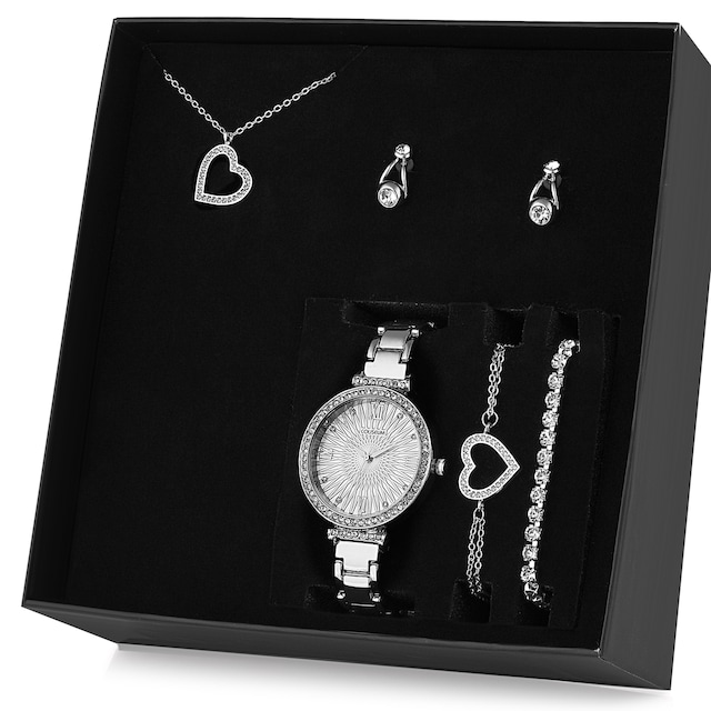 Bayan Kalpli Kolye Küpe Bileklik Saat Seti Hediye Set PS0721