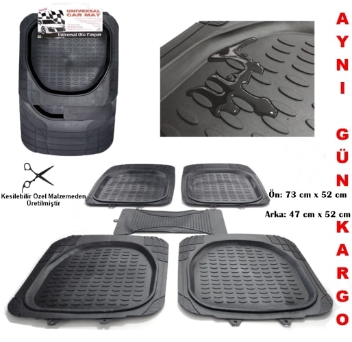 3D Paspas Havuzlu-Siyah 5 Parça Üniversal Tüm Araçlar İçin Uyumlu