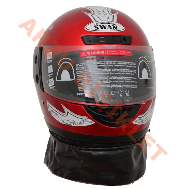 TAM KAPALI MOTOSİKLET KASKI, SWAN  MOTOSİKLET KASK, BOYUN DERİLİ