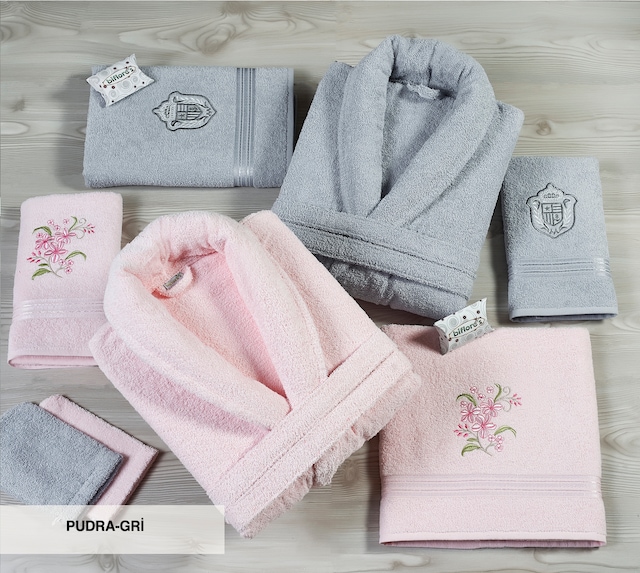 Nurpak Biflores 10 Parça Bornoz Seti Lavanta Şişesi HEDİYELİ