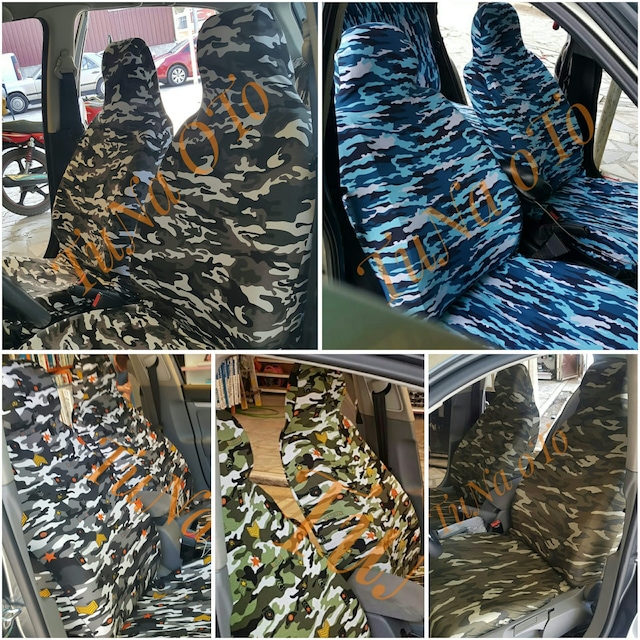 KAMUFLAJ DESENLİ OTO SERVİS KILIFI ÖN + ARKA KOLTUK TAKIM 4 PARÇA