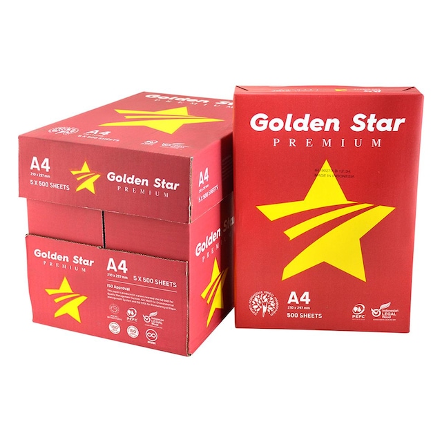 Golden Star A4 Fotokopi Kağıdı 80 gr 1 Koli (5 Paket-2500 sayfa)