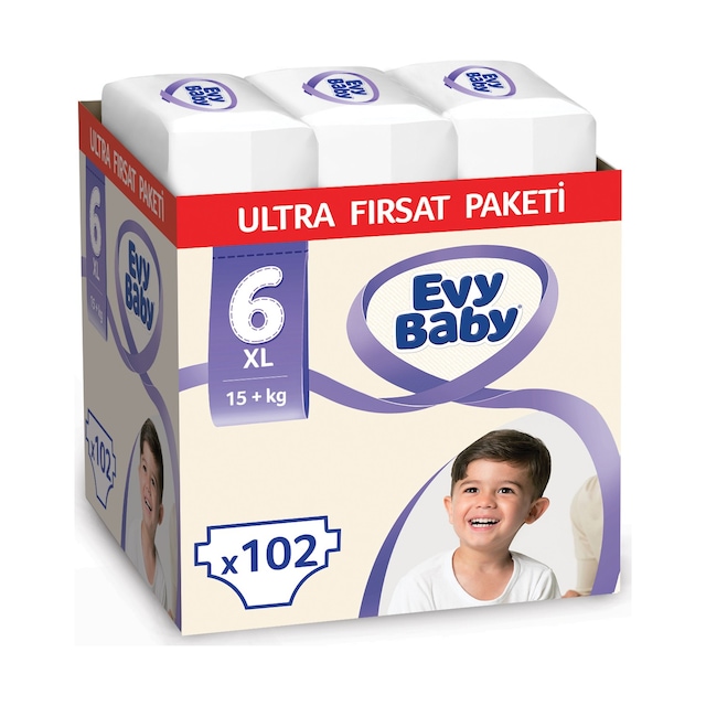 Evy Baby Bebek Bezi 6 Numara Ekstra Large Ultra Fırsat 102 Adet