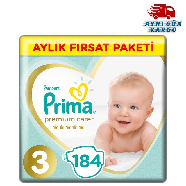 Prima Bebek Bezi Premium Care 3 Beden 184 Adet Midi