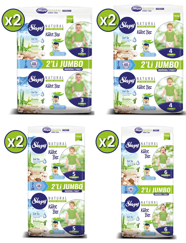Sleepy Külot Bebek Bezi 3-4-5-6 Beden 2'li Fırsat Paketleri