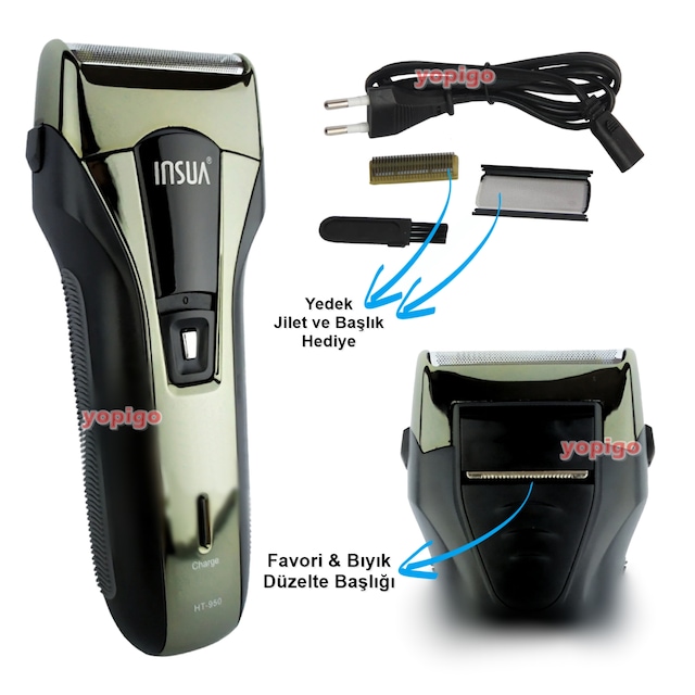 İnsua H-950 Şarjlı Traş Makinesi Sıfır Sakal Kesme Tıraş Makinesi