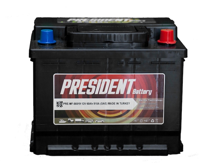 PRESIDENT  60 AH AMPER AKÜ 2 YIL PETLAS  GARANTİSİ