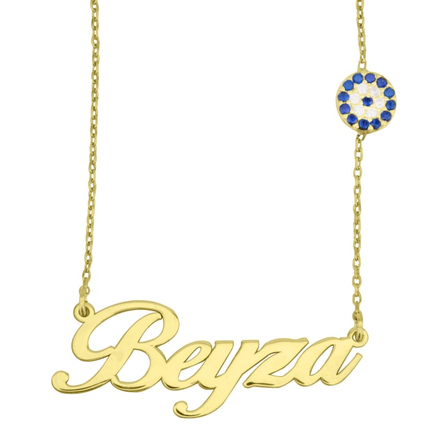 İsim kolye  İsimli Gümüş Kolye  Kişiye Özel Nazar Boncuklu Kolye
