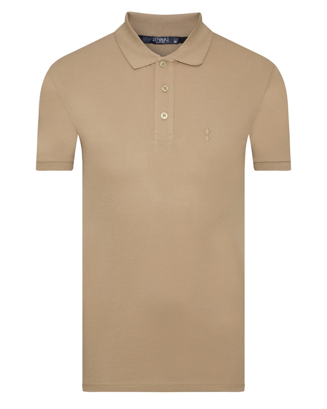 Süvari Slim Fit Polo Yaka Bej Erkek Tişört