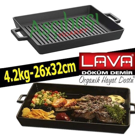 Lava Döküm Tava 26x32 cm.Izgara Mangal Tadında Özel Ürün