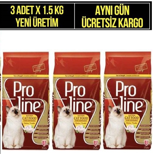 Proline Kitten Tavuklu Yavru Kedi Maması 1.5 KG x 3 Adet