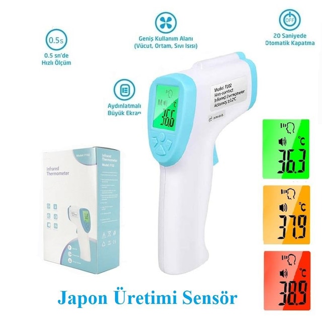 Temassız Uzaktan Ateş Ölçer Aydınlatma Uyarılı Büyük Ekran