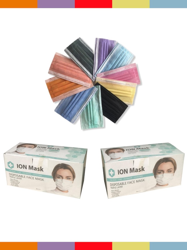 İon Renkli Maske GÖKKUŞAĞI 10 renk 10 lu kutulu 10 Paket 100ad