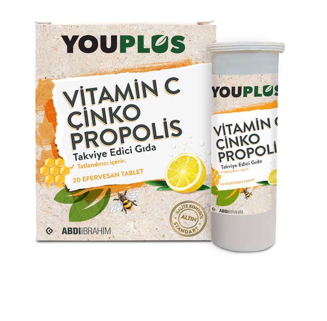 You-plus Vitamin C Çinko Propolis SKT03/2022 Yeni Ambalaj