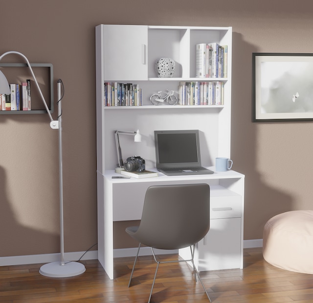 SHİLA HOME ÇALIŞMA MASASI KİTAPLIKLI BEYAZ