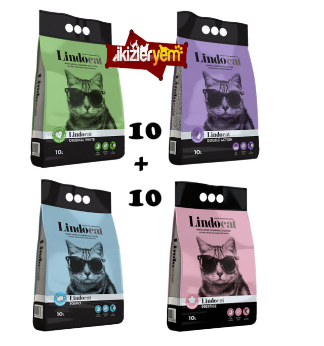 LindoCat Topaklaşan İnce Kedi Kumu 10 LT x 2 Adet