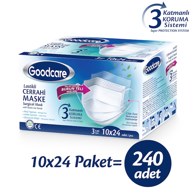 GOODCARE LASTİKLİ CERRAHİ MASKE 240 Adet