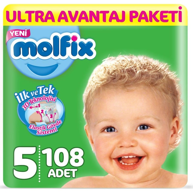 Molfix 5 Beden 108 Adet Bebek Bezi Ultra Avantaj Paketi