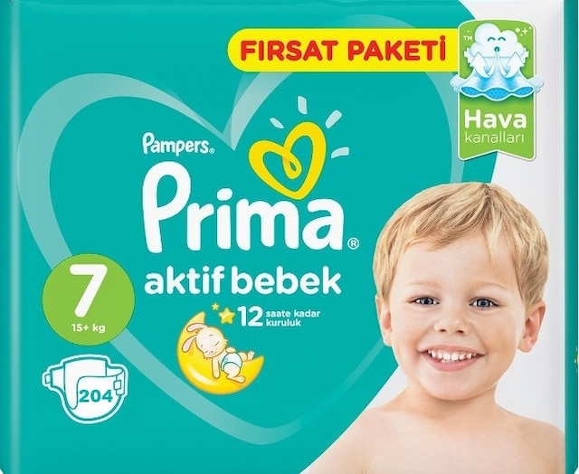Prima Bebek Bezi No:7 Beden (15+ Kg) 204 Adet Fırsat Paketi