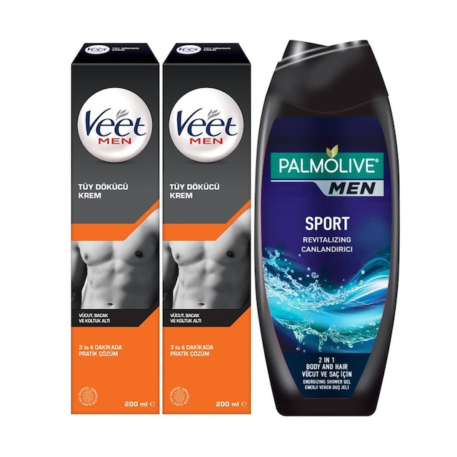 Veet Men Tüy Dökücü Krem 200ml X 2 + 500ml Duş Jeli Hediye