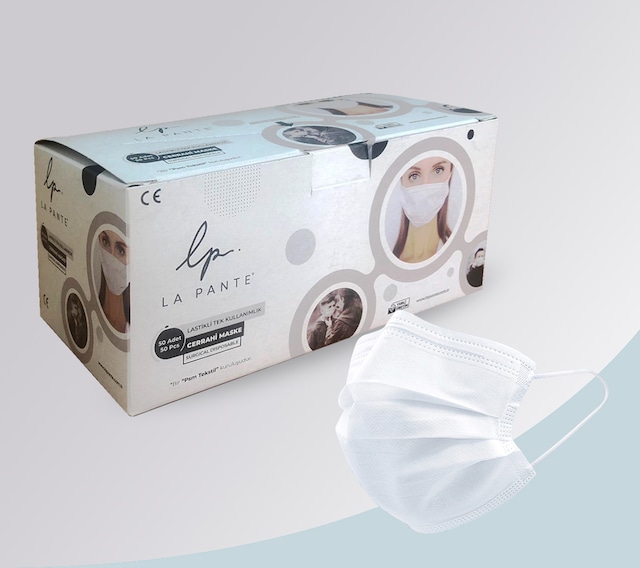 50'LİK CERRAHİ MASKE 3 KATLI BURUN TELLİ