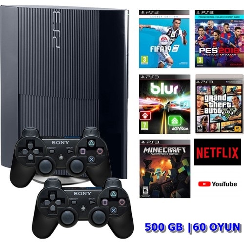 500 GB HAFIZA+60 OYUN+PS3+SIFIR KOL+GARANTİLİ