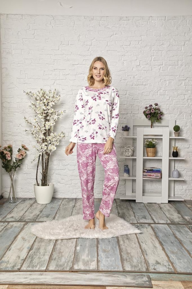Kadın Pijama Takımı Baskı Desenli Tampap Pijama 2790