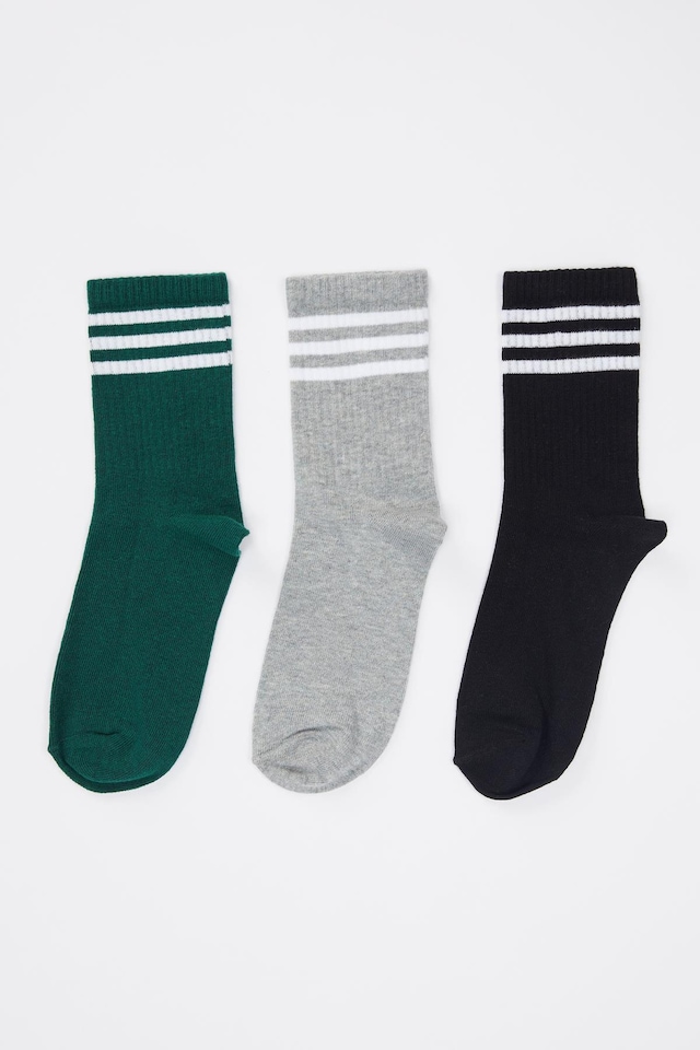 DEFACTO 3lü Çizgili Çorap