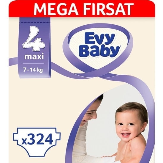 Evy Baby Bebek Bezi 4 Beden Maxi Mega Fırsat Paketi 324 Adet