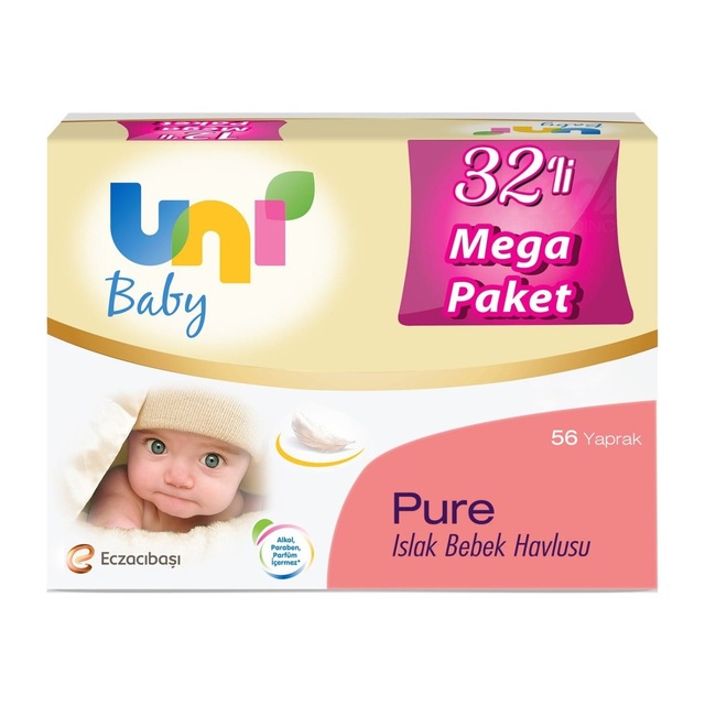 Uni Baby Pure Islak Bebek Havlusu 32'li Mega Paket 1792'li