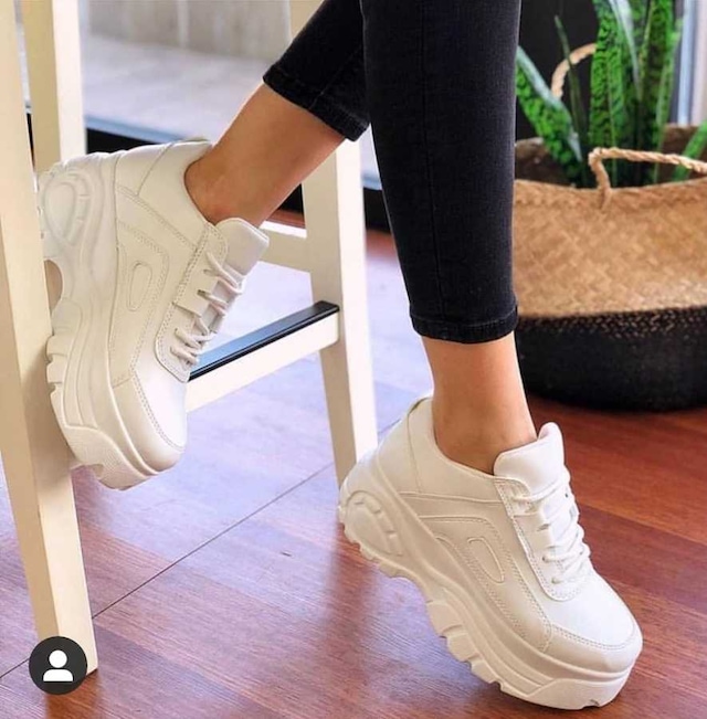 Ayax 12432 Kalın Yüksek Taban Beyaz Bayan Spor Ayakkabı (36-40)