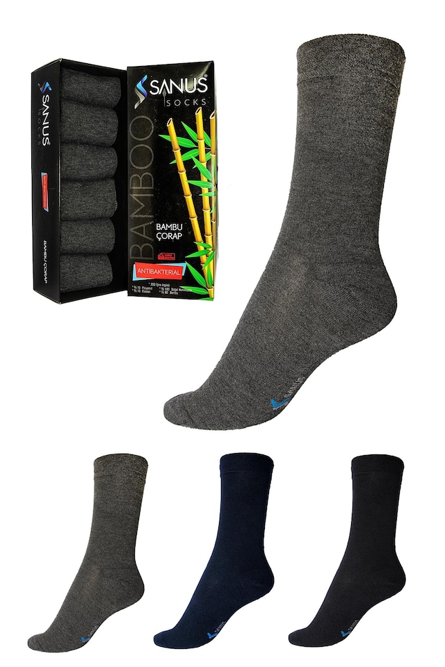 Sanus Bambu 6 Çift Erkek Soket Çorap ( Özel Kutulu)