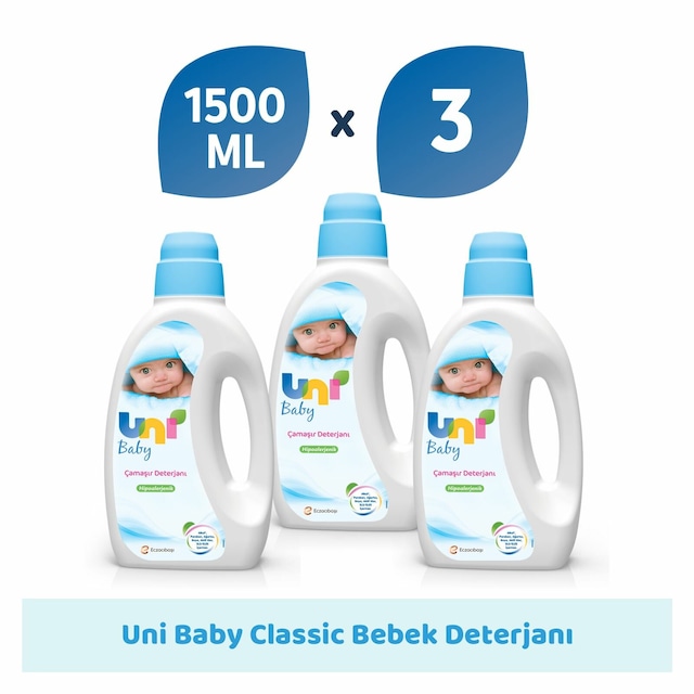 Uni Baby Çamaşır Deterjanı 1500 ml 3'lü Ekonomik Fırsat Paketi
