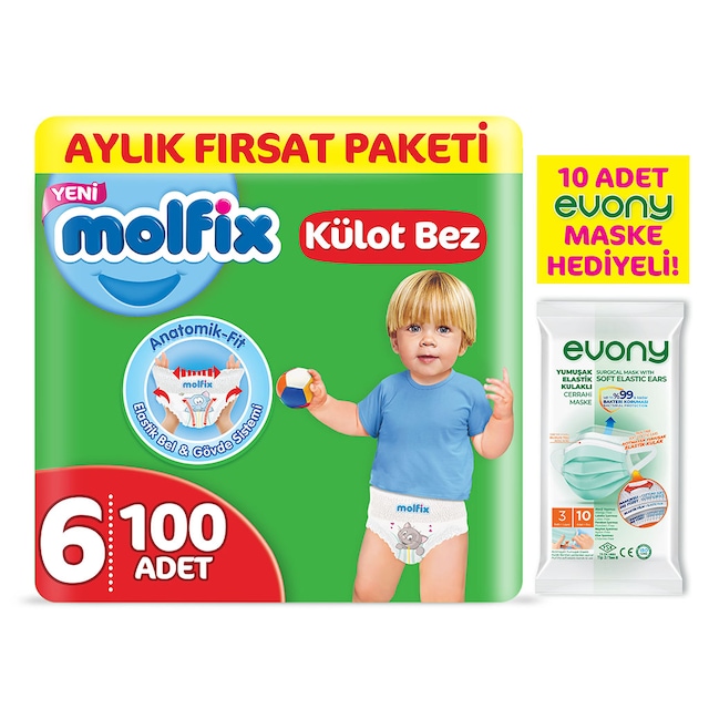 Molfix Külot Bez 6 Beden Ekstra Large Aylık Fırsat Paketi 100 Ade