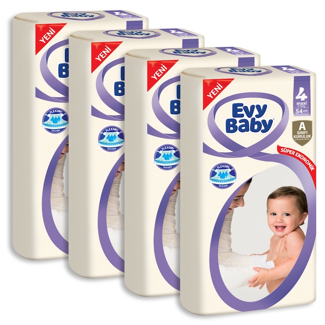 Evy Baby Bebek Bezi 4 Beden Maxi Aylık Fırsat Paketi 216 Adet