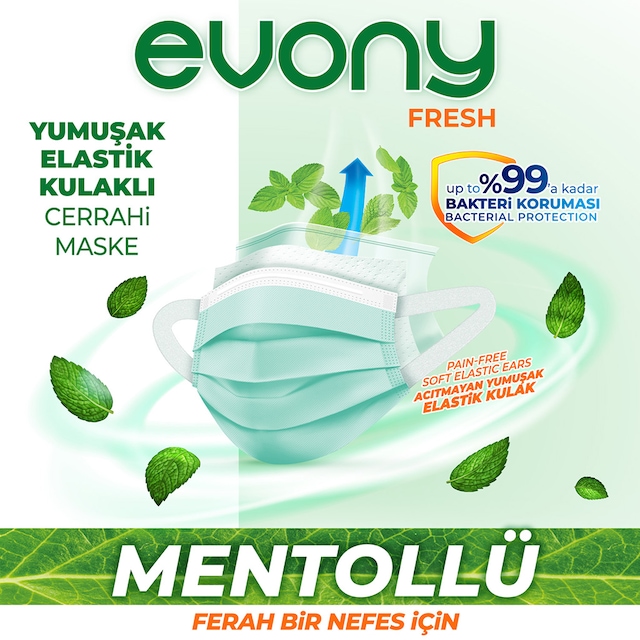 EVONY ELASTİK KULAKLI FRESH MENTOLLÜ 160 Adet