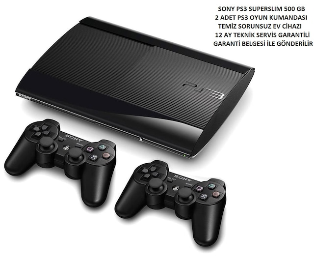 SONY PS3 SUPER SLIM 500 GB+2. KOL+MULTİMAN 58 OYUN+1 YIL GARANTİ