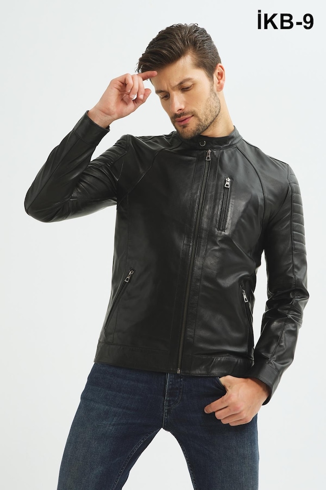 İkbal Siyah Kadın-Erkek 4 Model %100 Hakiki Deri Mont/Ceket