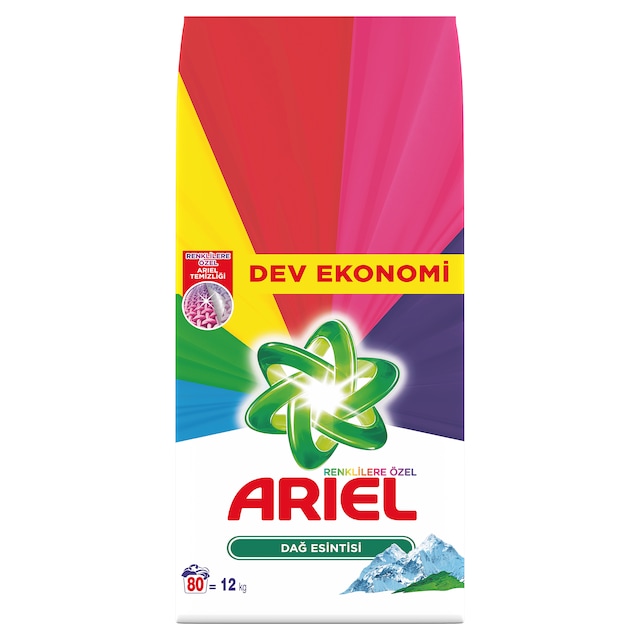 Ariel Dağ Esintisi Renklilere Özel Toz Çamaşır Deterjanı 80 Yıkama 12 KG