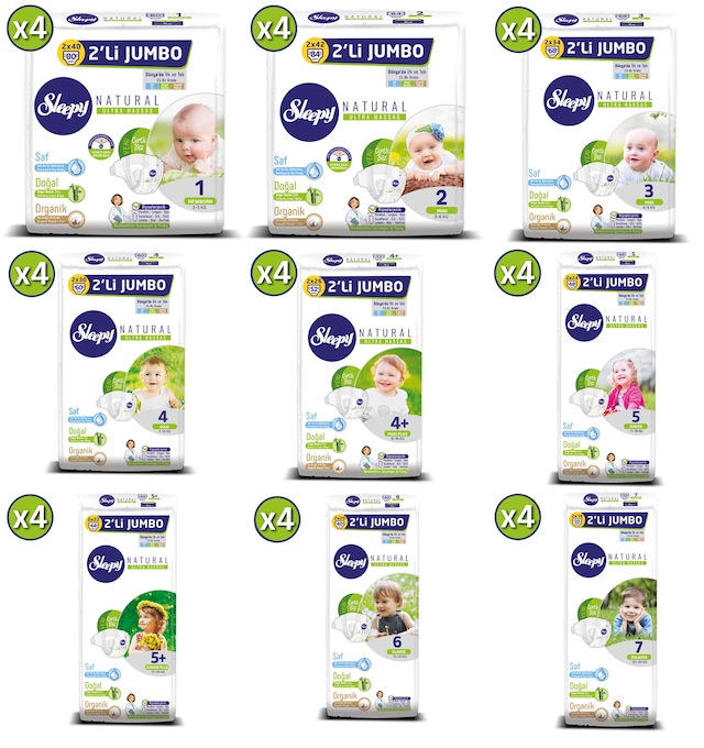 Sleepy Bebek Bezi 1 2 3 4 4+ 5 5+ 6 7 Beden Fırsat Paketleri