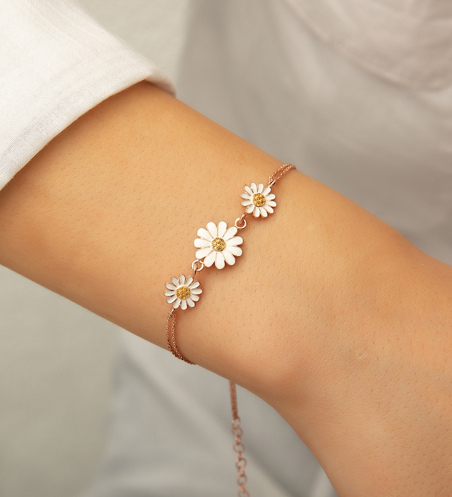 Gümüş Üçlü Papatya Bileklik