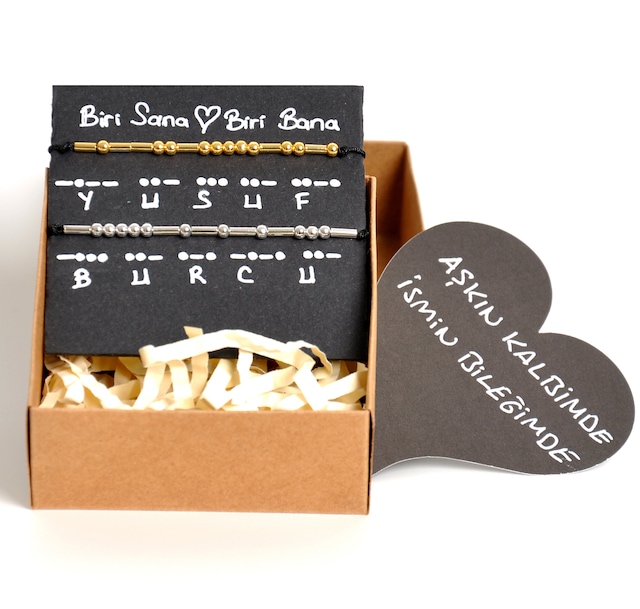 Mors Bileklik Gizli Alfabeli Harfli Mesaj Sevgili Bileklikleri