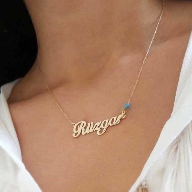 Kişiye Özel İsim Yazılı 925 Ayar Gümüş Kolye