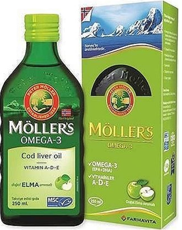Möller's (Möllers) Omega3 Balık Yağı250ml Elma Aromalı SKT03/2022